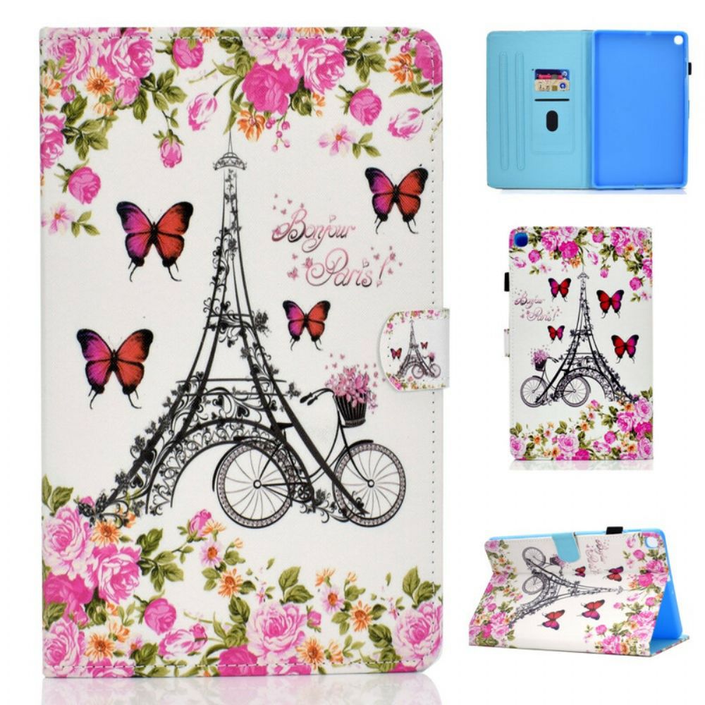 Leren Hoesje voor Samsung Galaxy Tab S6 Lite Eiffeltoren Fiets