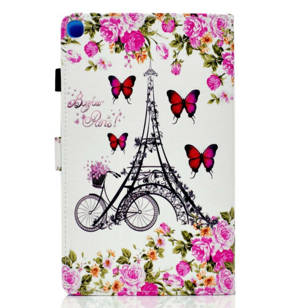 Leren Hoesje voor Samsung Galaxy Tab S6 Lite Eiffeltoren Fiets