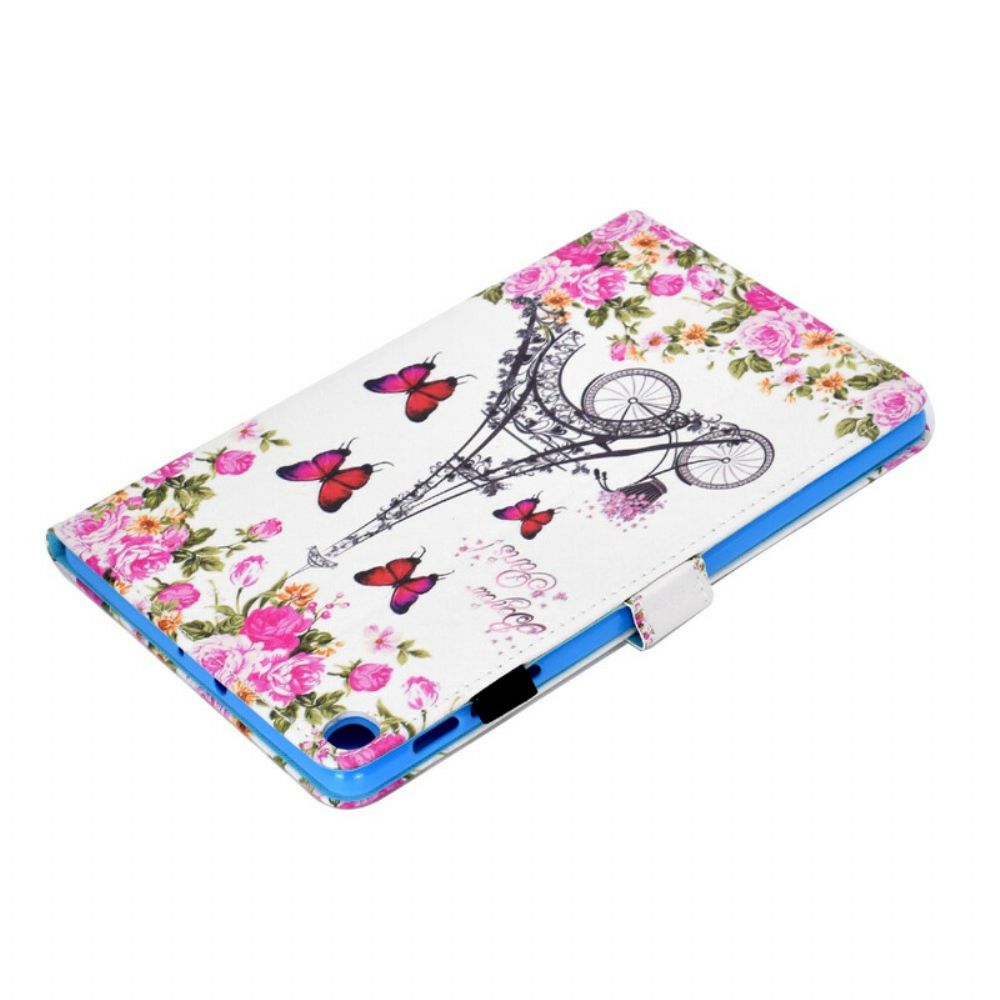 Leren Hoesje voor Samsung Galaxy Tab S6 Lite Eiffeltoren Fiets