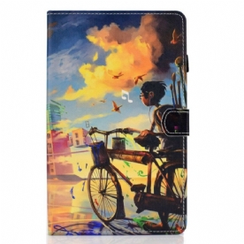 Leren Hoesje voor Samsung Galaxy Tab S6 Lite Fietskunst