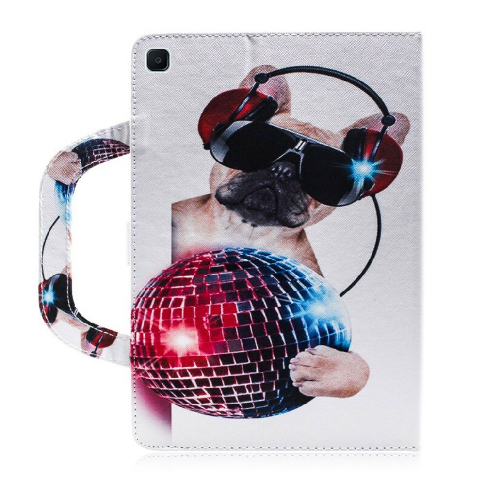 Leren Hoesje voor Samsung Galaxy Tab S6 Lite Funky Hond Met Handvat