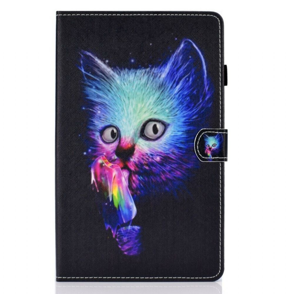 Leren Hoesje voor Samsung Galaxy Tab S6 Lite Psycho Kat