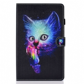 Leren Hoesje voor Samsung Galaxy Tab S6 Lite Psycho Kat