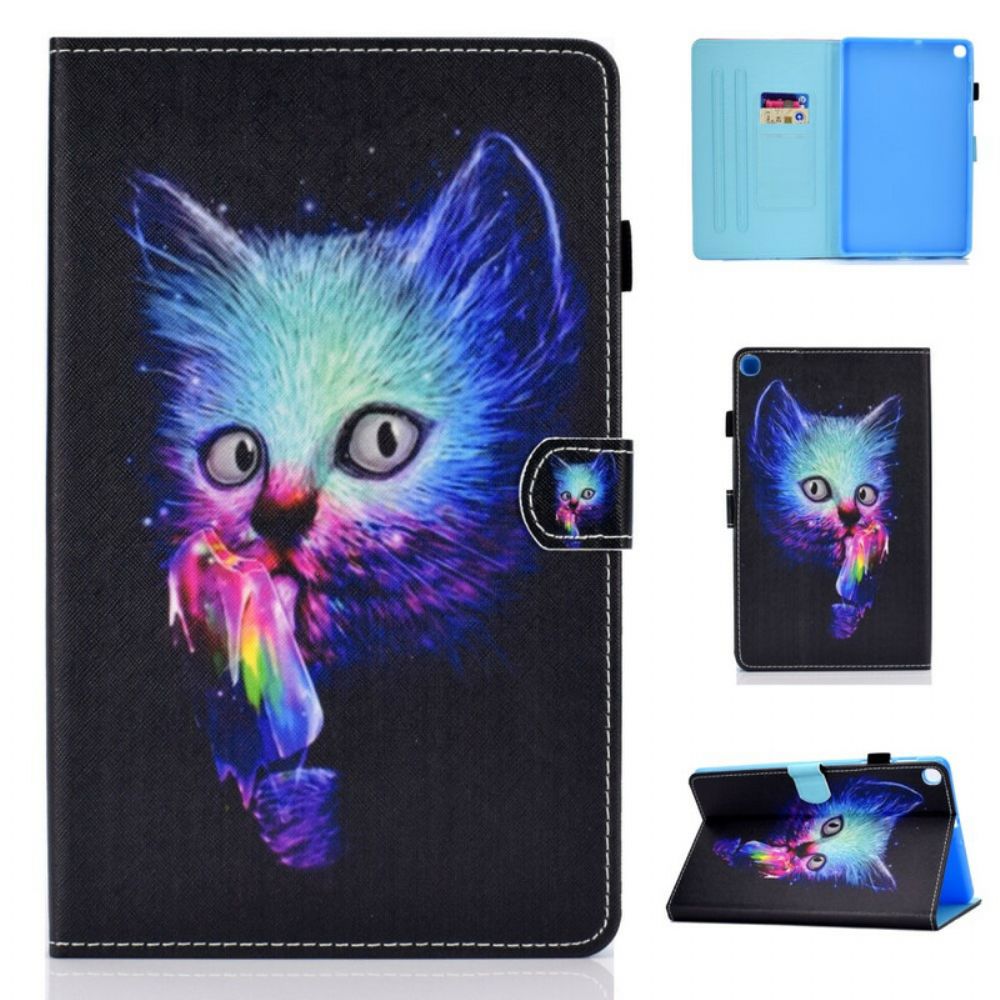 Leren Hoesje voor Samsung Galaxy Tab S6 Lite Psycho Kat