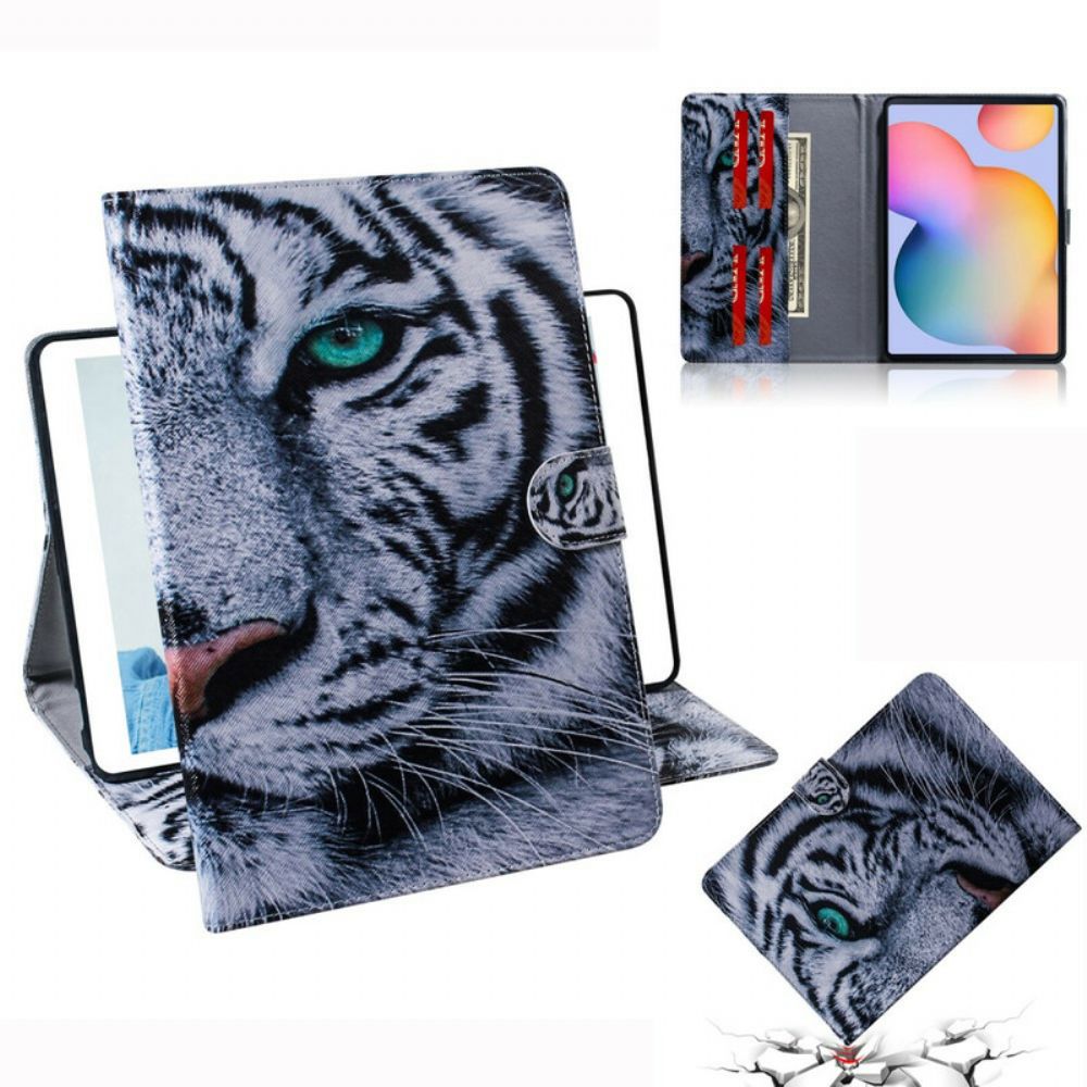 Leren Hoesje voor Samsung Galaxy Tab S6 Lite Tijgerkop