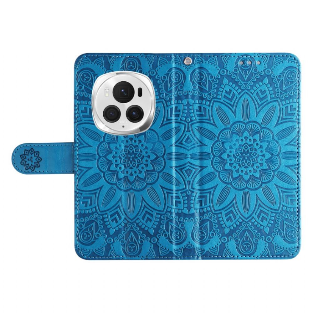 Bescherming Hoesje Honor Magic 6 Pro Zonnebloempatroon Met Riempje