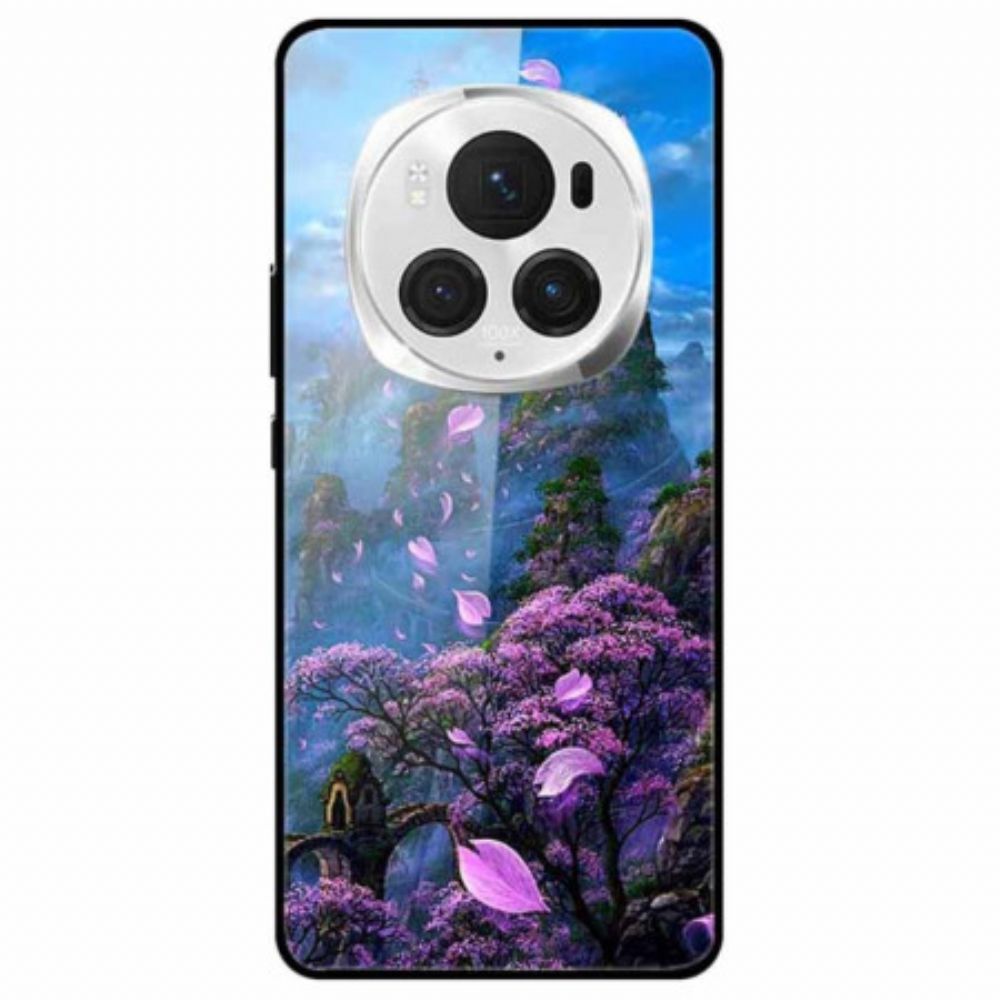 Hoesje Honor Magic 6 Pro Flower Mountain Gehard Glas Bescherming Hoesje