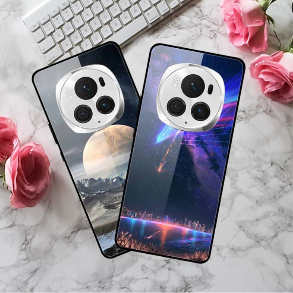 Hoesje Honor Magic 6 Pro Flower Mountain Gehard Glas Bescherming Hoesje