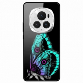 Hoesje Honor Magic 6 Pro Lichtgroen Vlindergehard Glas