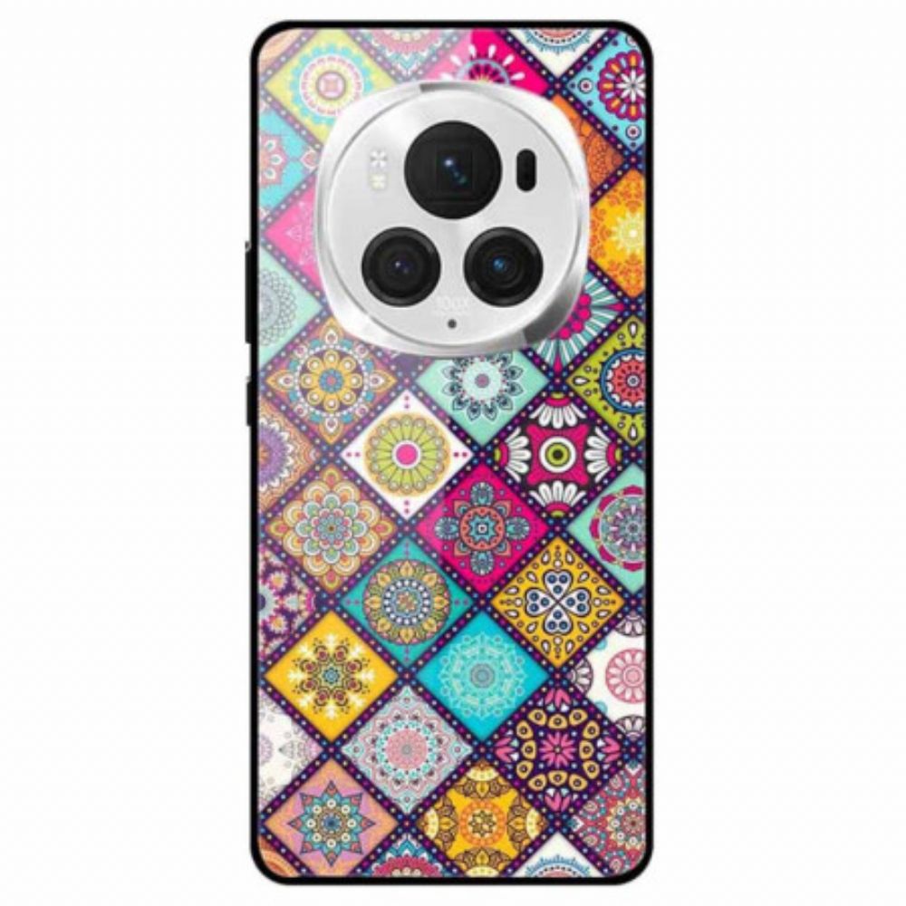 Hoesje Honor Magic 6 Pro Patchwork Gehard Glas Bescherming Hoesje