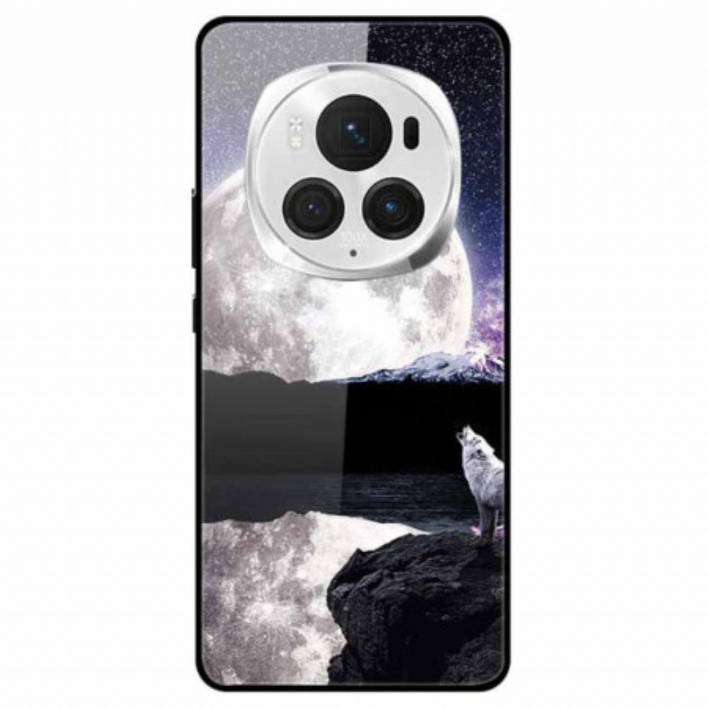 Hoesje Honor Magic 6 Pro Wolf En Maan Gehard Glas