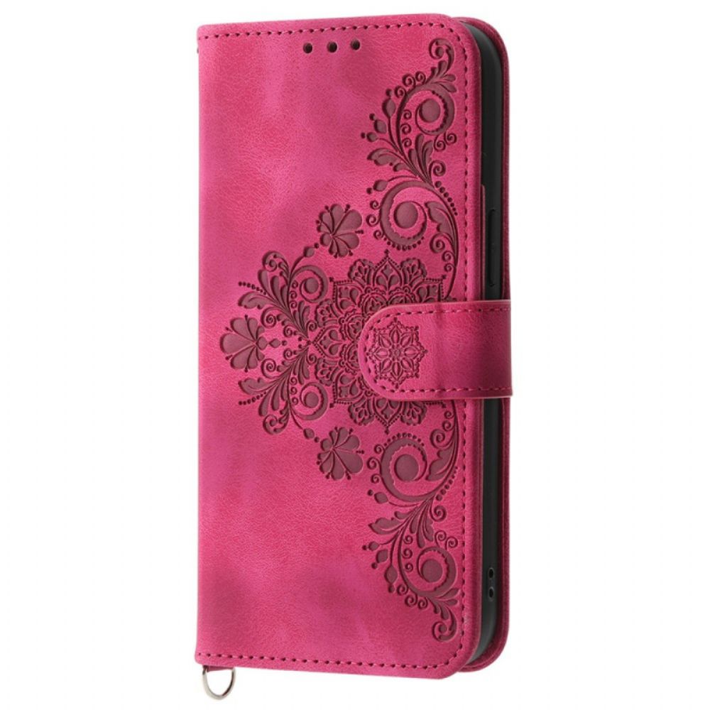 Leren Hoesje Honor Magic 6 Pro Kant Met Bandje En Schouderbandje Bescherming Hoesje