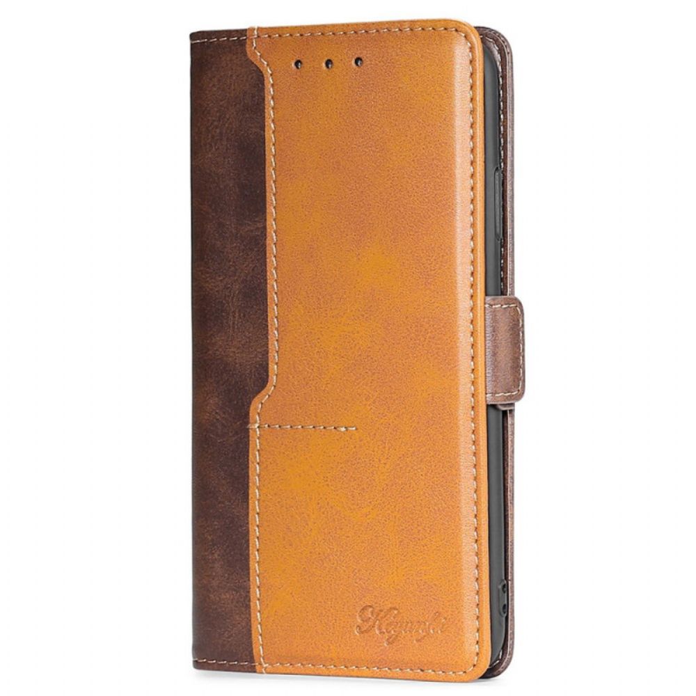 Leren Hoesje Honor Magic 6 Pro Tweekleurig Retro Bescherming Hoesje