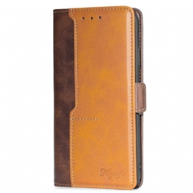 Leren Hoesje Honor Magic 6 Pro Tweekleurig Retro Bescherming Hoesje