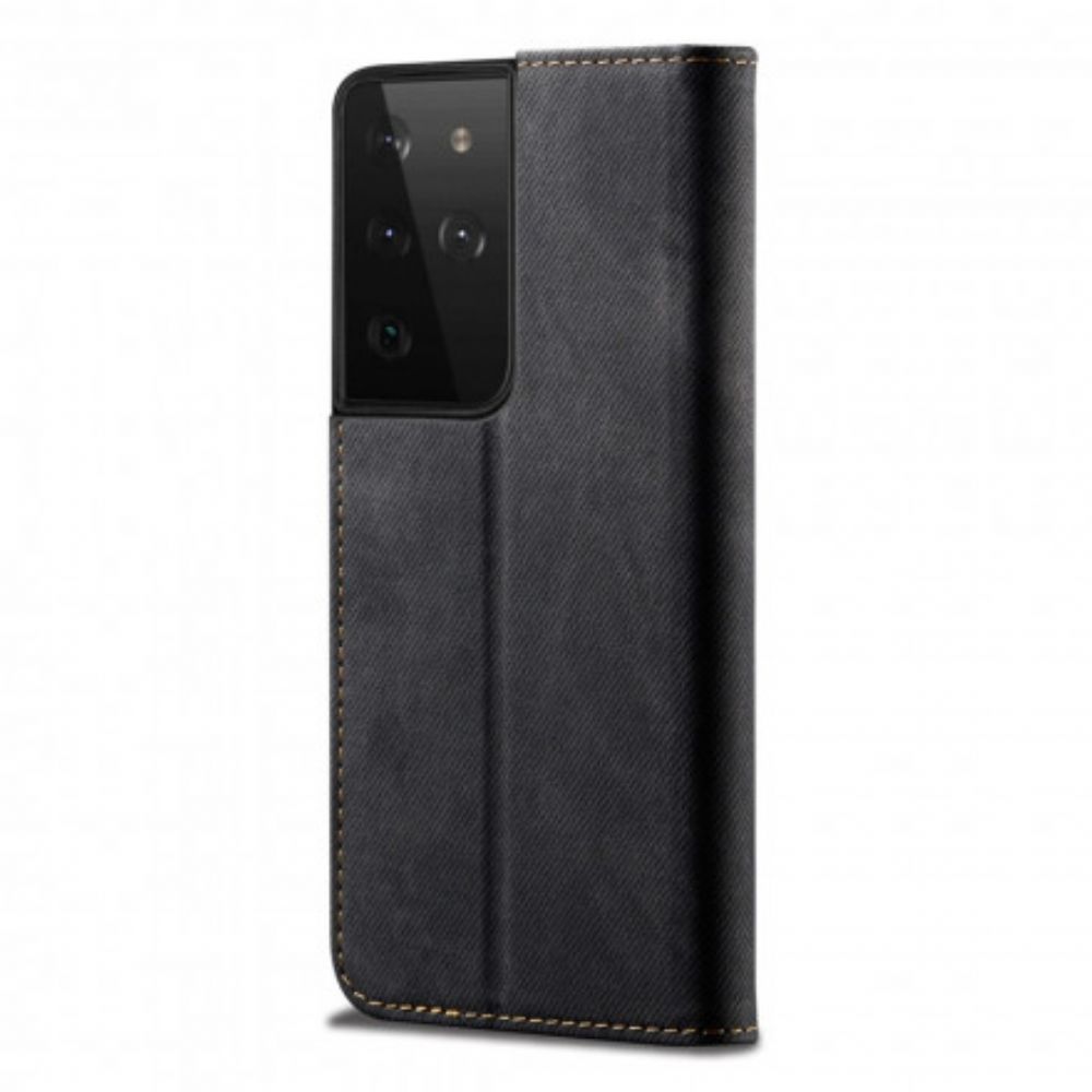 Bescherming Hoesje voor Samsung Galaxy S21 Ultra 5G Folio-hoesje Denim Stof