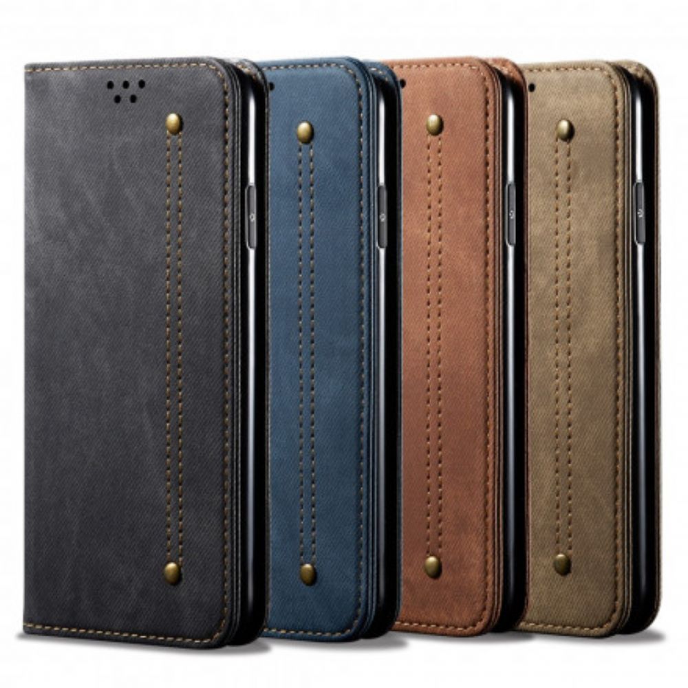 Bescherming Hoesje voor Samsung Galaxy S21 Ultra 5G Folio-hoesje Denim Stof