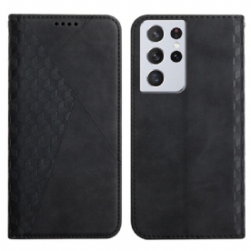 Bescherming Hoesje voor Samsung Galaxy S21 Ultra 5G Folio-hoesje Geo Leereffect