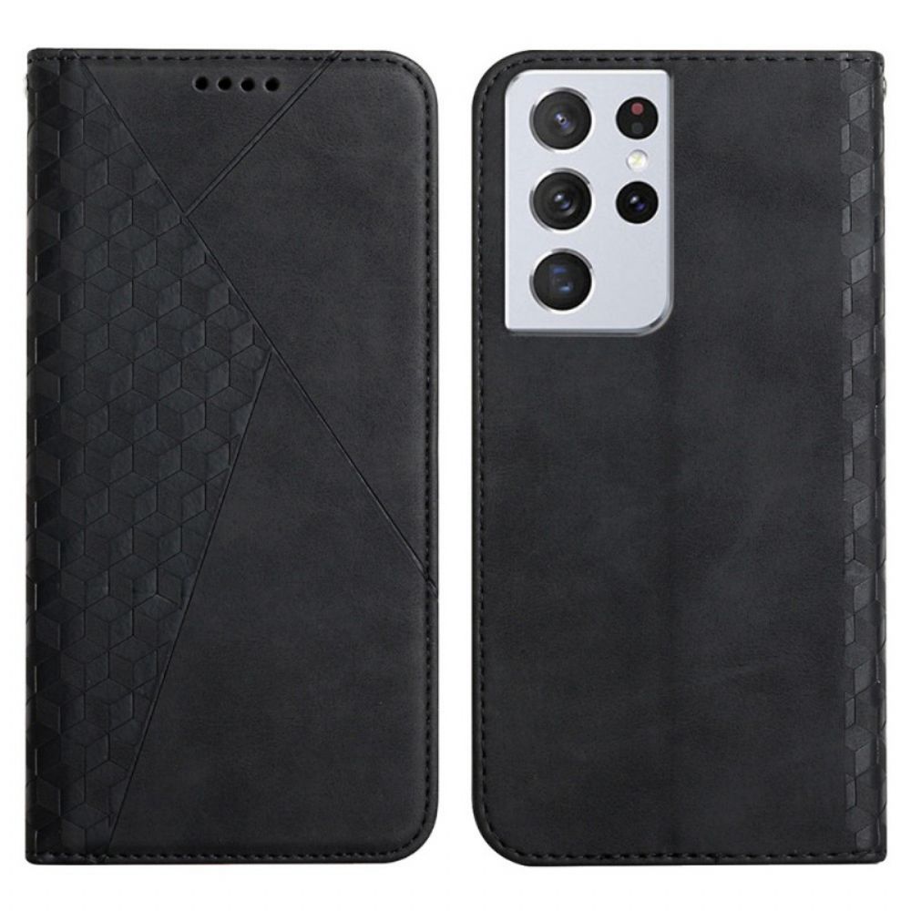 Bescherming Hoesje voor Samsung Galaxy S21 Ultra 5G Folio-hoesje Geo Leereffect