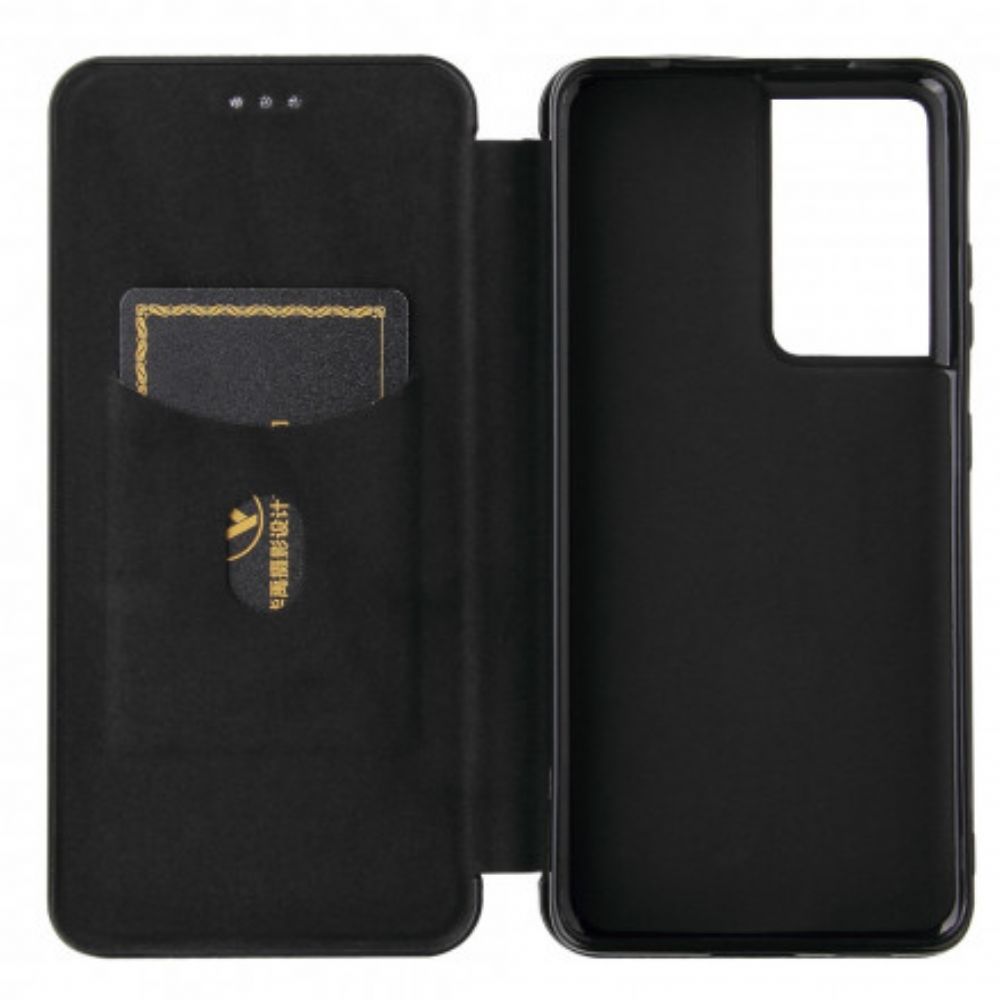 Bescherming Hoesje voor Samsung Galaxy S21 Ultra 5G Folio-hoesje Koolstofvezel