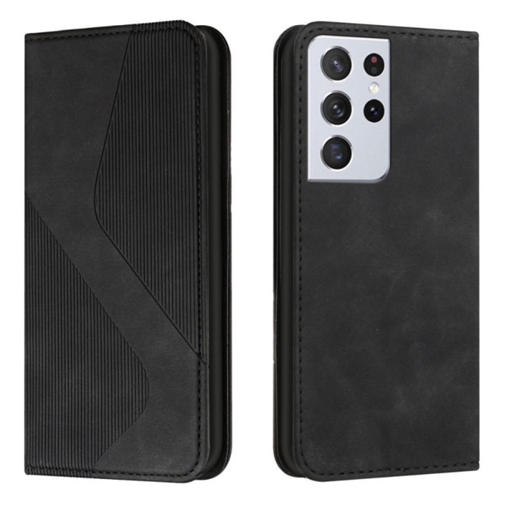 Bescherming Hoesje voor Samsung Galaxy S21 Ultra 5G Folio-hoesje S-design Lederen Stijl