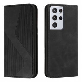 Bescherming Hoesje voor Samsung Galaxy S21 Ultra 5G Folio-hoesje S-design Lederen Stijl