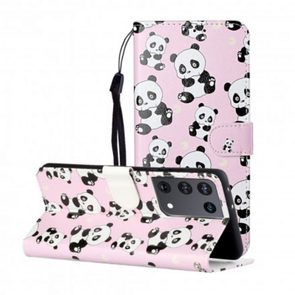 Flip Case voor Samsung Galaxy S21 Ultra 5G Alle Panda's