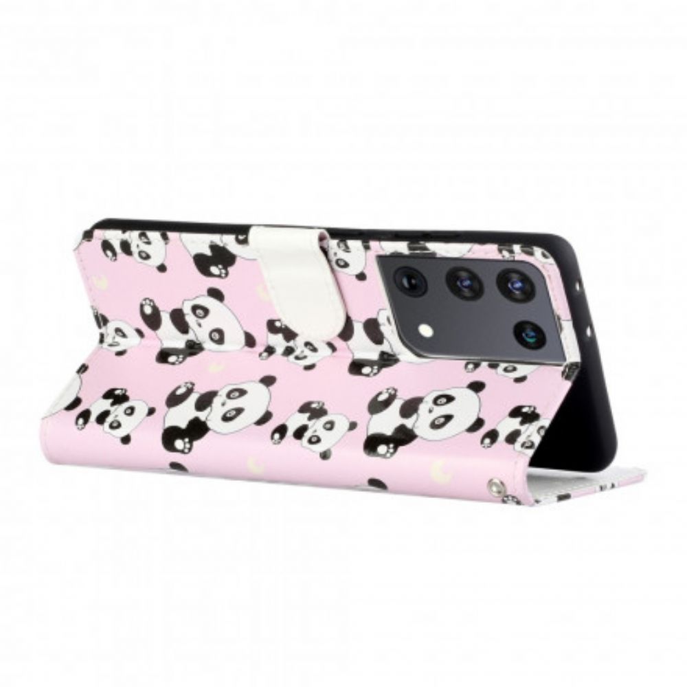 Flip Case voor Samsung Galaxy S21 Ultra 5G Alle Panda's