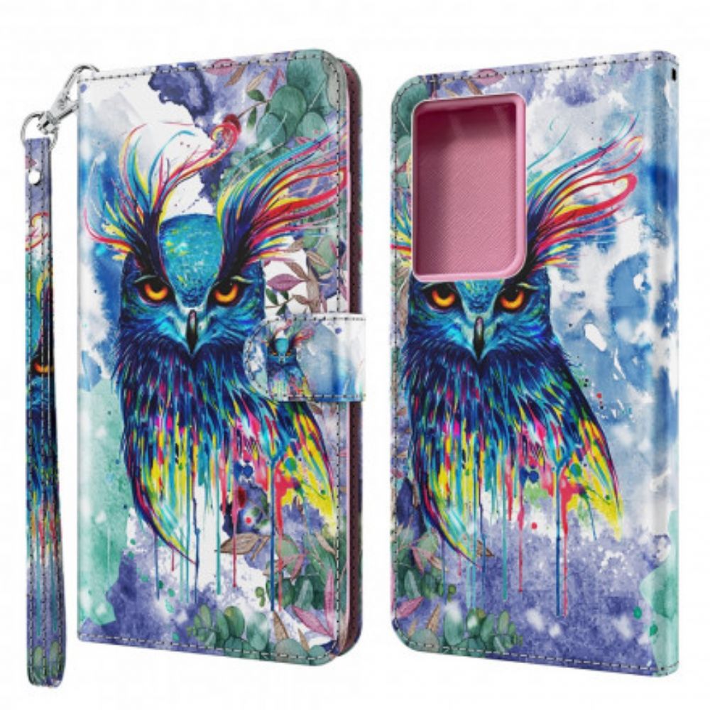 Flip Case voor Samsung Galaxy S21 Ultra 5G Aquarel Vogel