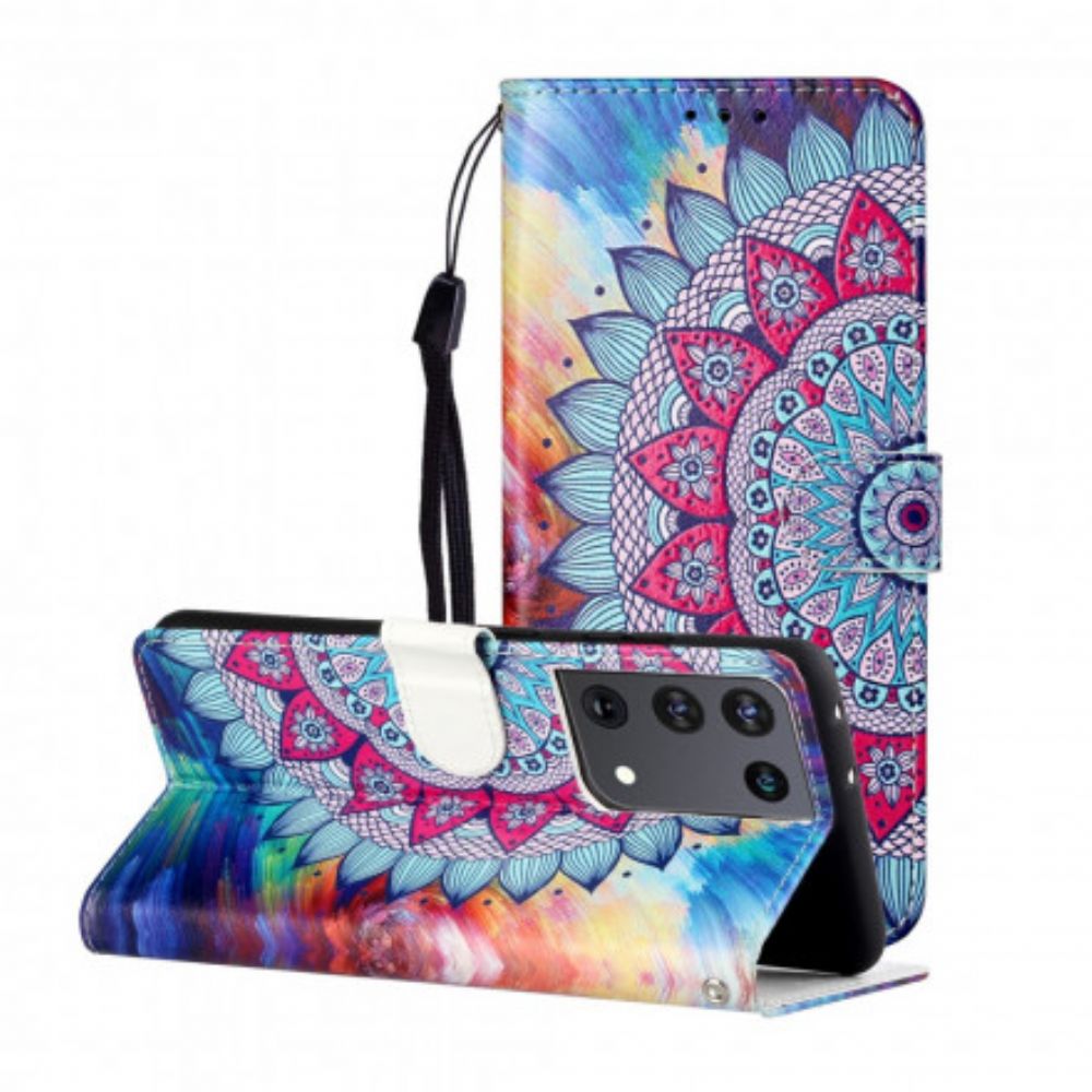 Flip Case voor Samsung Galaxy S21 Ultra 5G Koning Mandala