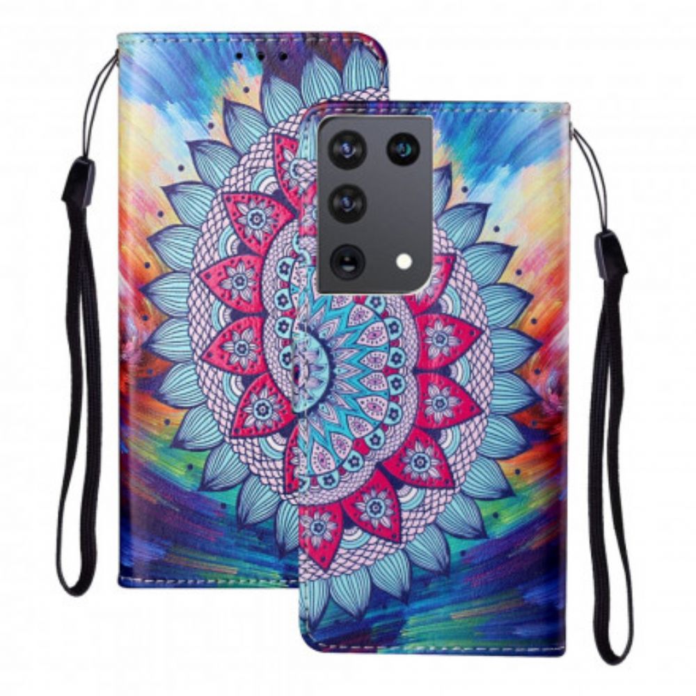 Flip Case voor Samsung Galaxy S21 Ultra 5G Koning Mandala