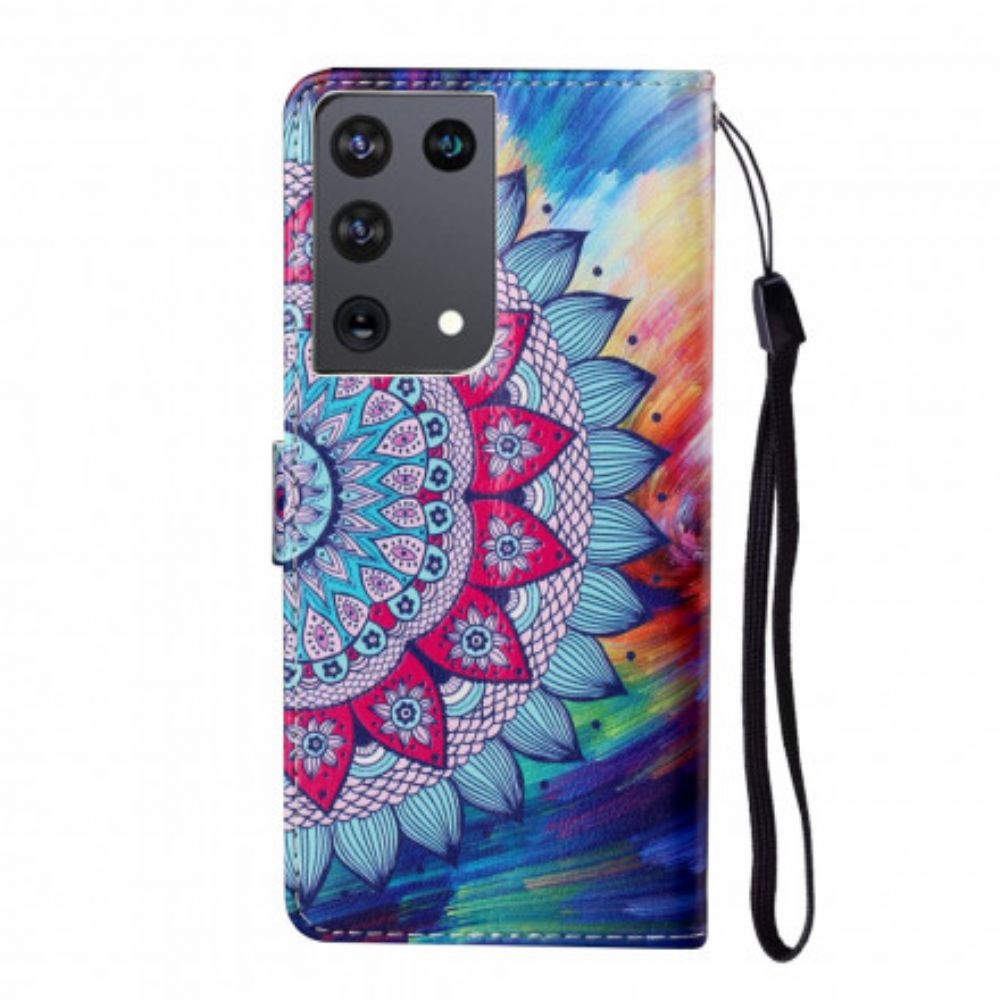 Flip Case voor Samsung Galaxy S21 Ultra 5G Koning Mandala