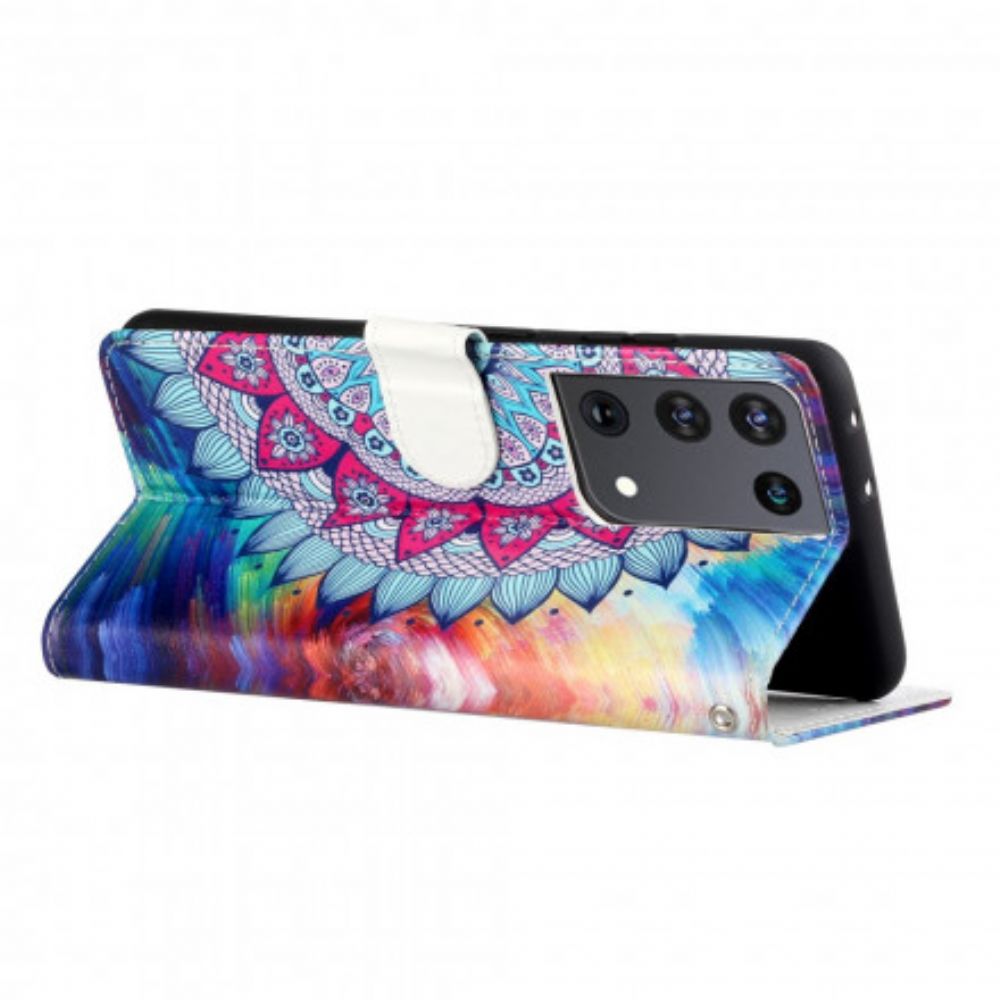 Flip Case voor Samsung Galaxy S21 Ultra 5G Koning Mandala