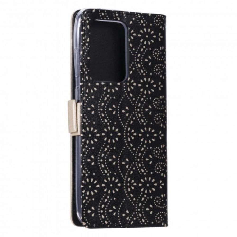 Flip Case voor Samsung Galaxy S21 Ultra 5G Met Ketting Kanten Portemonnee Met Bandjes