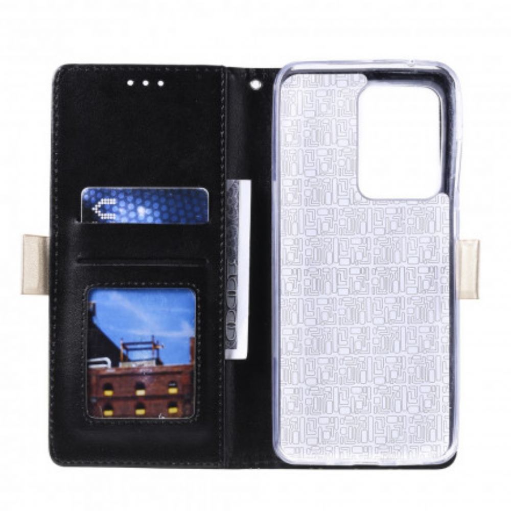 Flip Case voor Samsung Galaxy S21 Ultra 5G Met Ketting Kanten Portemonnee Met Bandjes