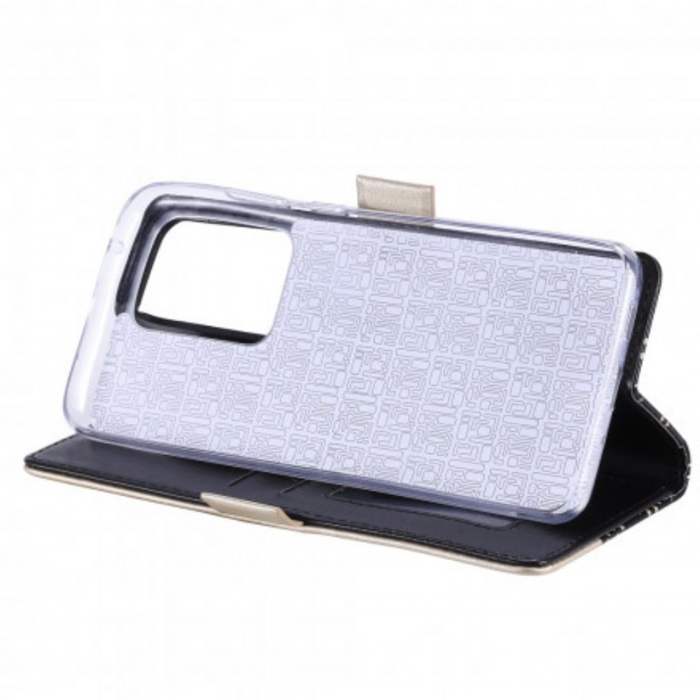 Flip Case voor Samsung Galaxy S21 Ultra 5G Met Ketting Kanten Portemonnee Met Bandjes