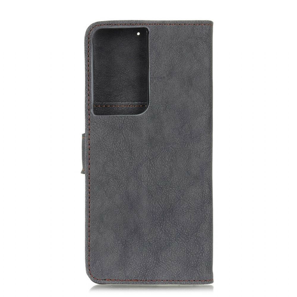 Flip Case voor Samsung Galaxy S21 Ultra 5G Retro Split Kunstleer Khazneh