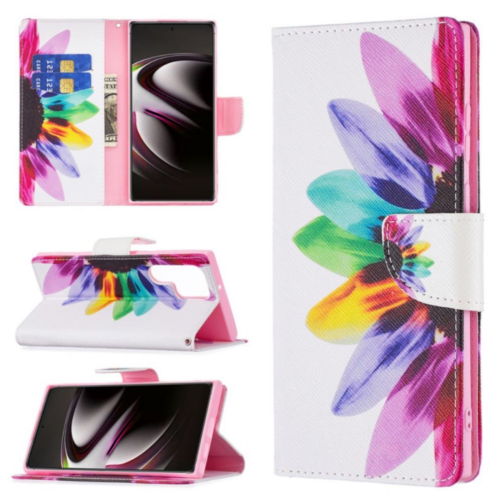 Folio-hoesje voor Samsung Galaxy S21 Ultra 5G Aquarel Bloem