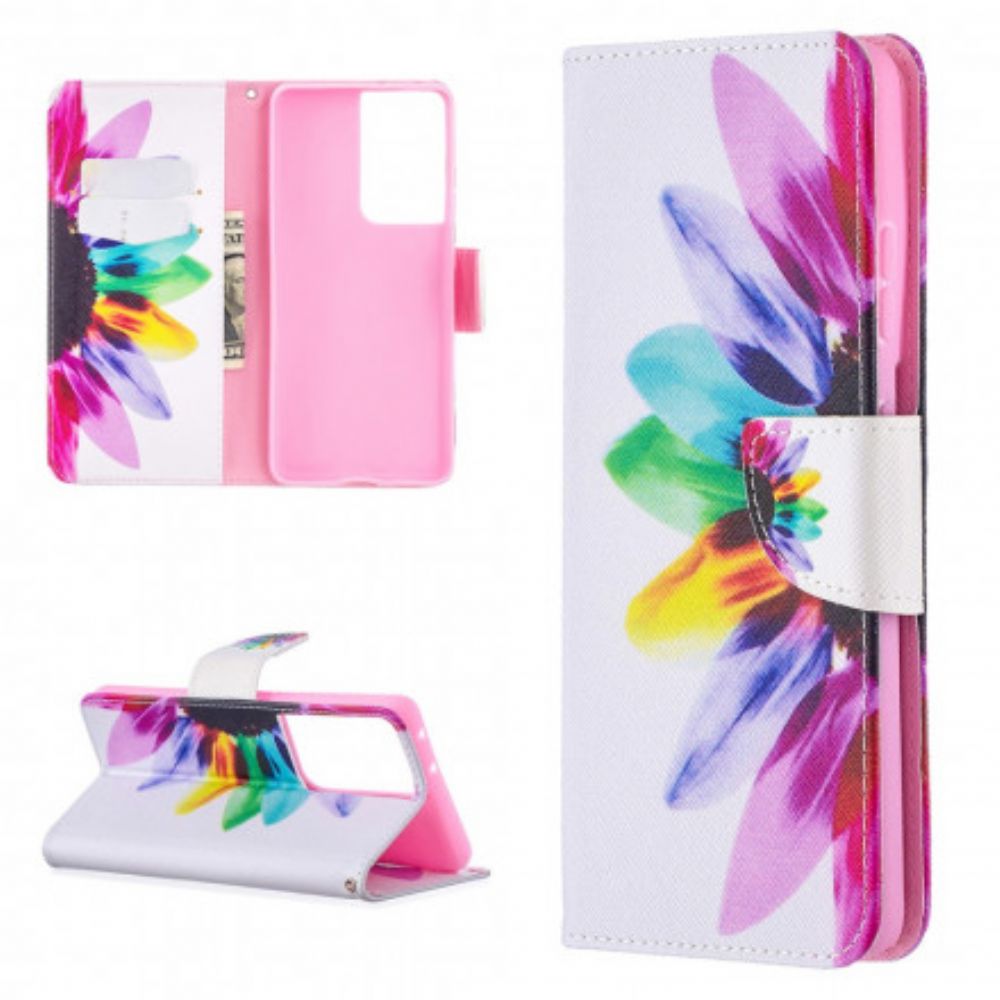 Folio-hoesje voor Samsung Galaxy S21 Ultra 5G Aquarel Bloem