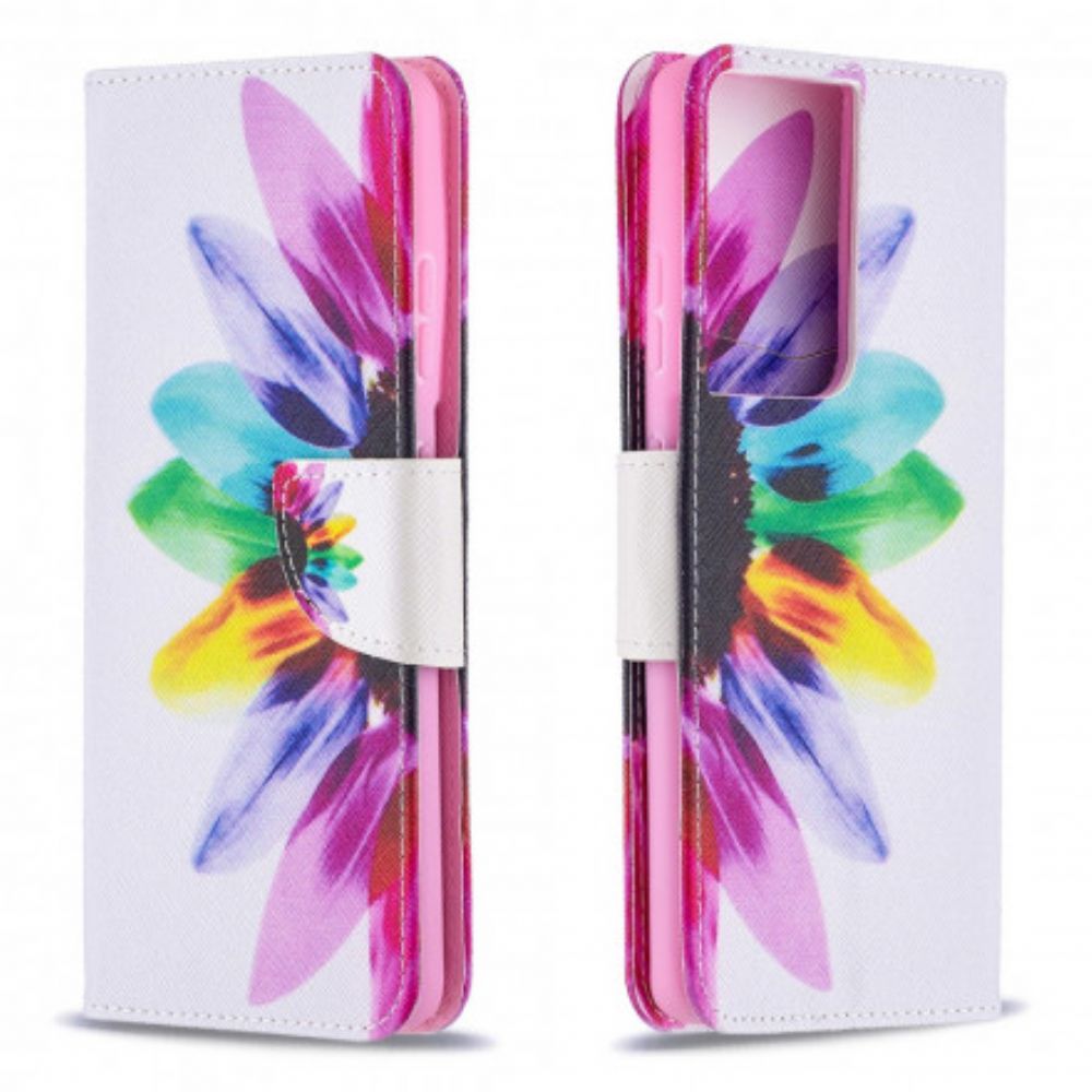 Folio-hoesje voor Samsung Galaxy S21 Ultra 5G Aquarel Bloem