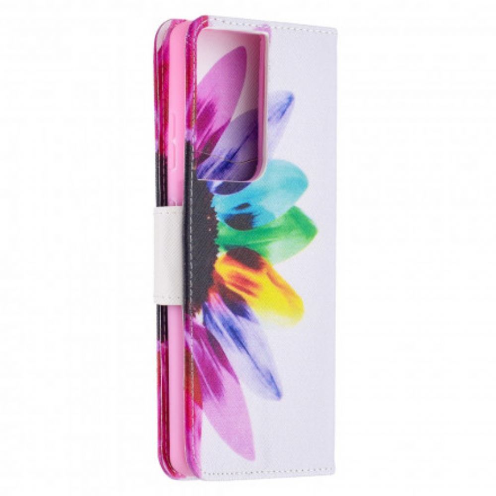 Folio-hoesje voor Samsung Galaxy S21 Ultra 5G Aquarel Bloem