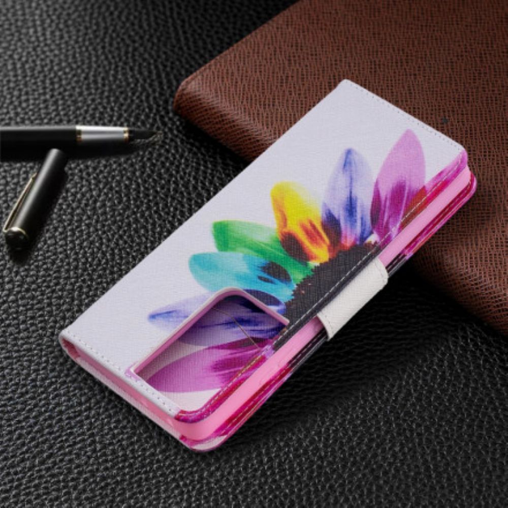 Folio-hoesje voor Samsung Galaxy S21 Ultra 5G Aquarel Bloem