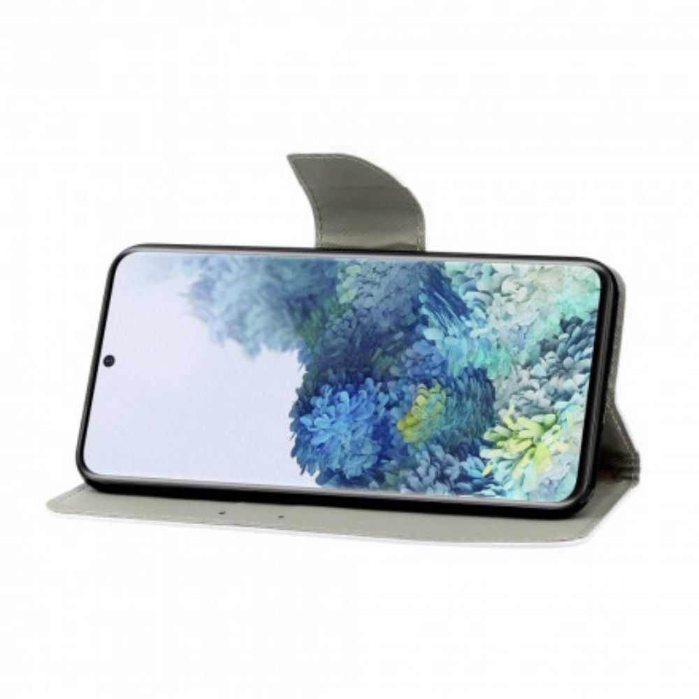 Folio-hoesje voor Samsung Galaxy S21 Ultra 5G Bloemen Vlinders Band