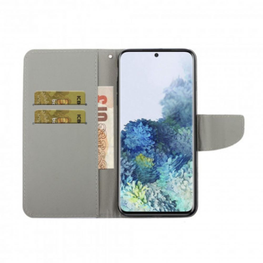 Folio-hoesje voor Samsung Galaxy S21 Ultra 5G Bloemen Vlinders Band