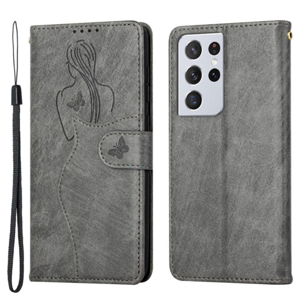 Folio-hoesje voor Samsung Galaxy S21 Ultra 5G Kunstleer Silhouet