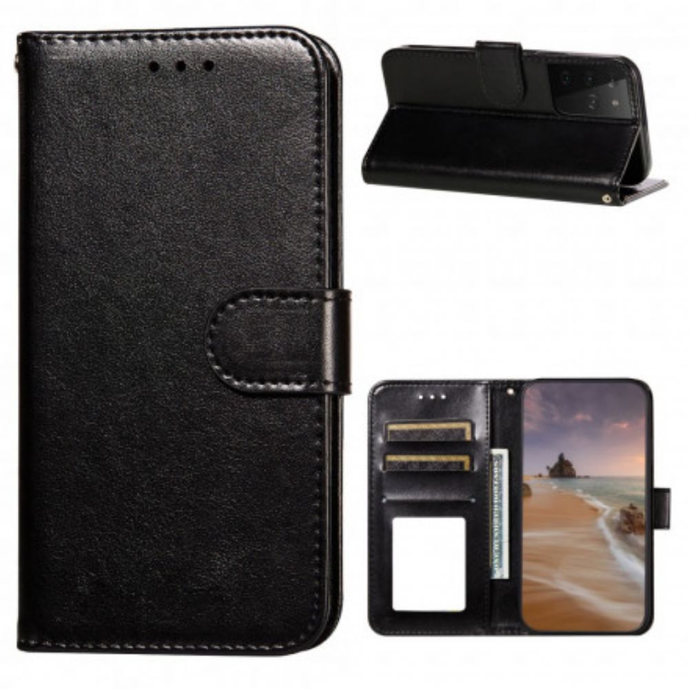 Folio-hoesje voor Samsung Galaxy S21 Ultra 5G Leren Stijl Omkeerbare Sluiting