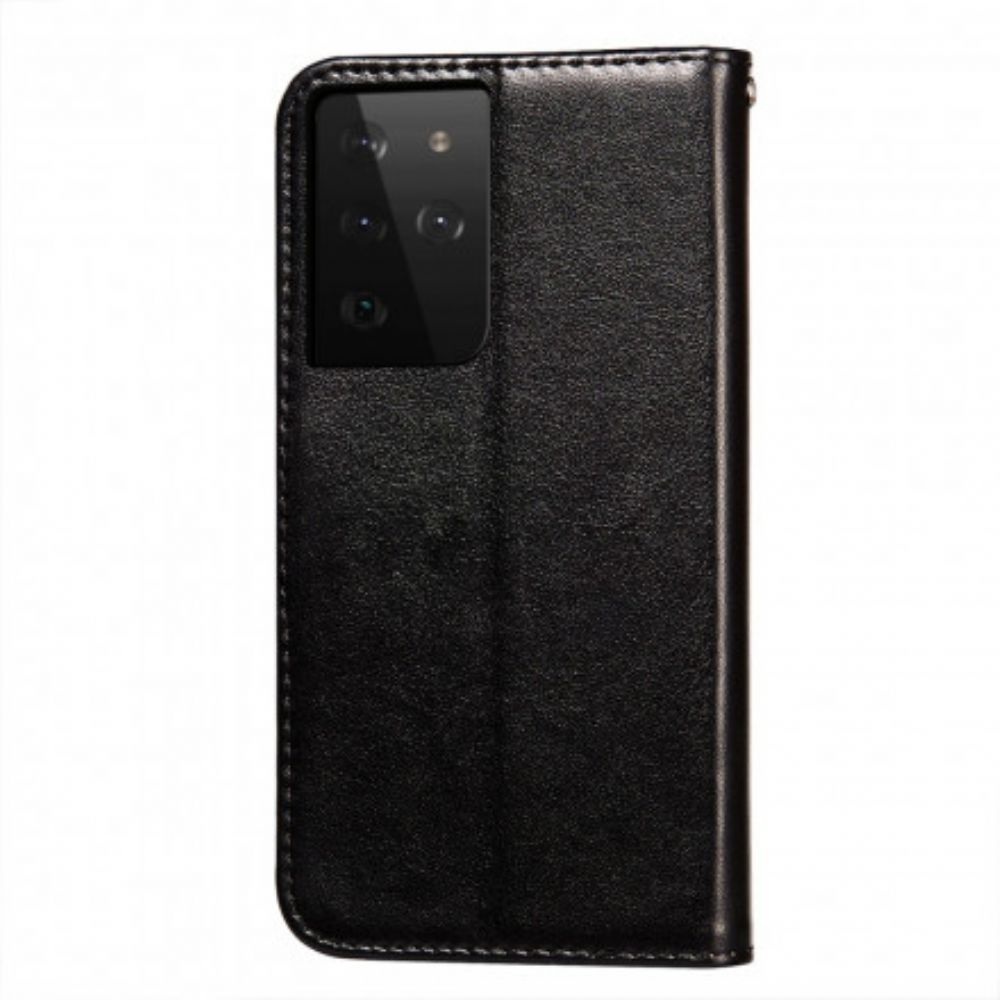 Folio-hoesje voor Samsung Galaxy S21 Ultra 5G Leren Stijl Omkeerbare Sluiting