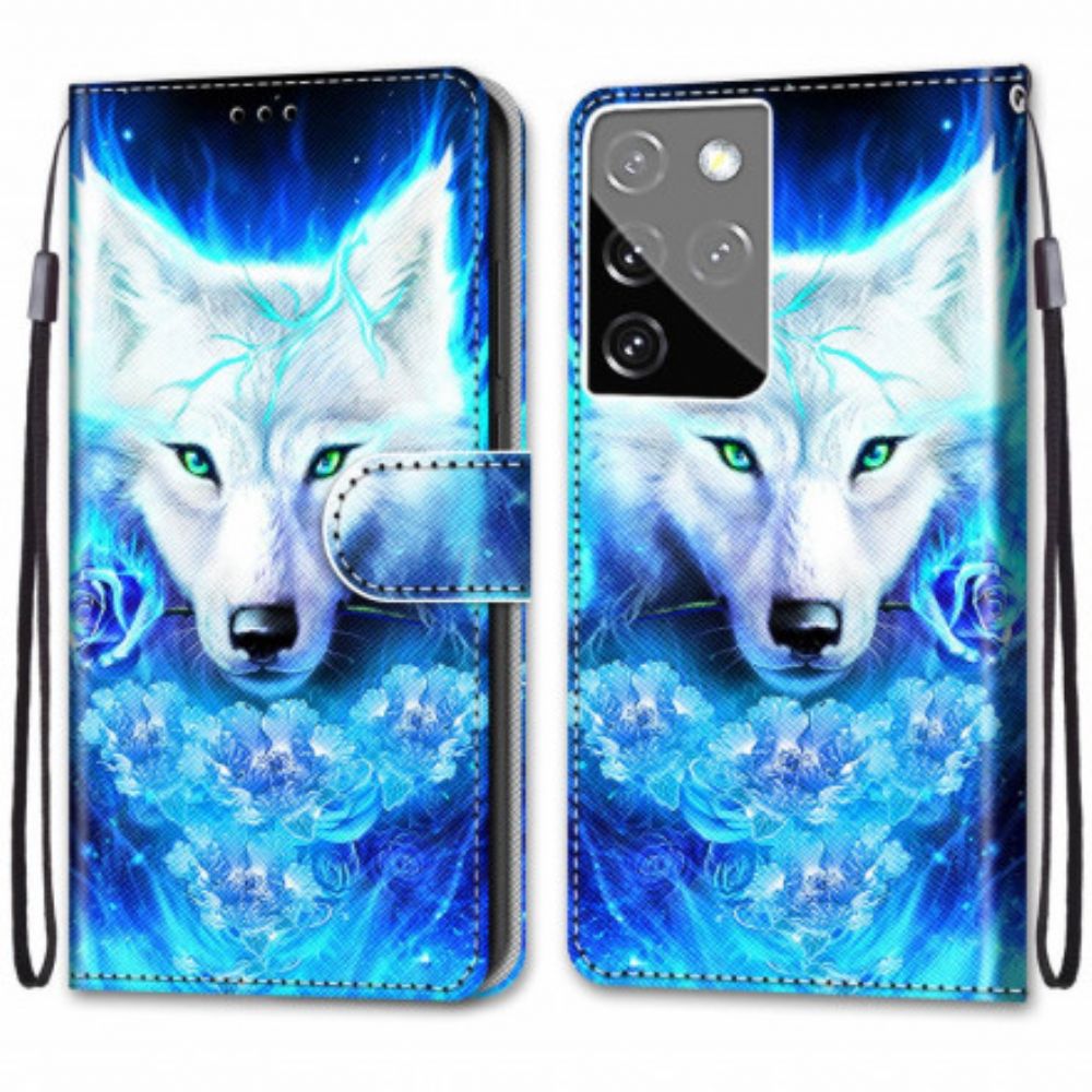 Folio-hoesje voor Samsung Galaxy S21 Ultra 5G Magische Wolf