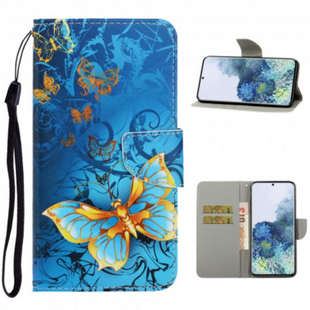 Folio-hoesje voor Samsung Galaxy S21 Ultra 5G Met Ketting Vlinderriem Variaties