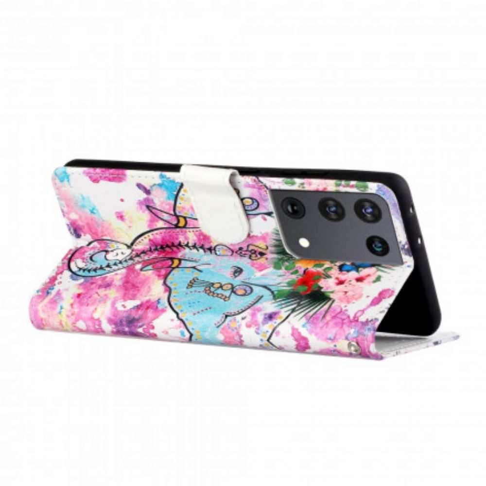 Folio-hoesje voor Samsung Galaxy S21 Ultra 5G Olifantenkoning