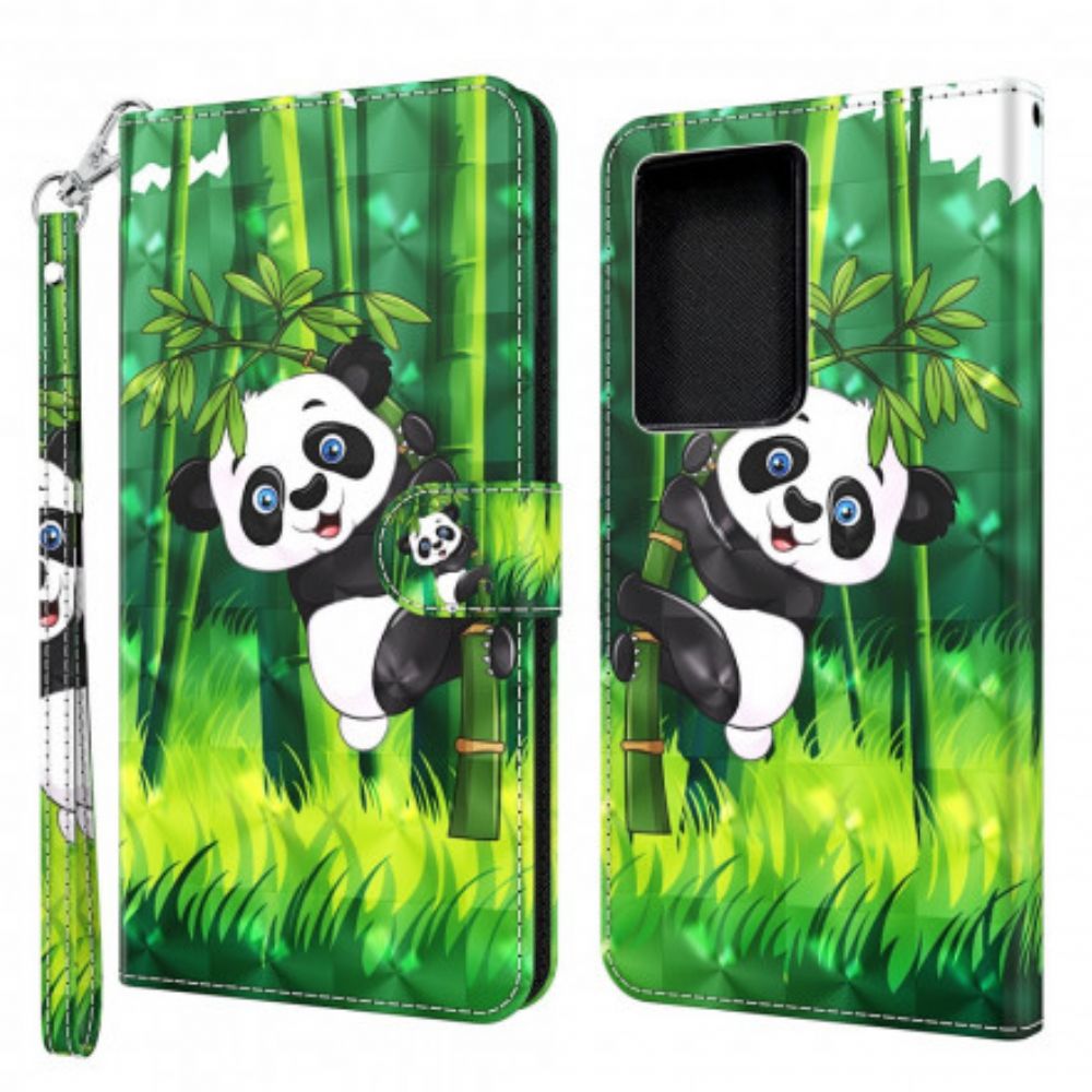 Folio-hoesje voor Samsung Galaxy S21 Ultra 5G Panda En Bamboe